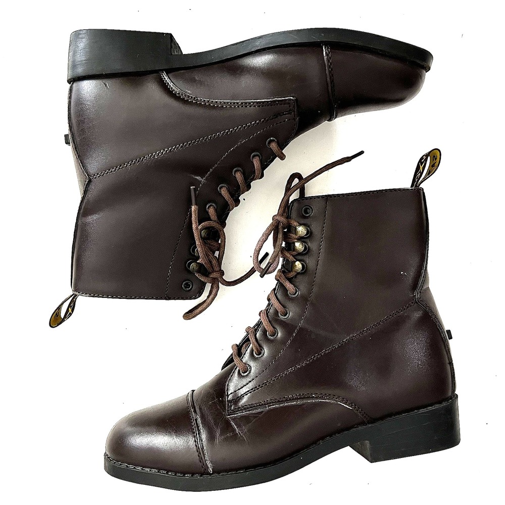 Saxon Brown Leather Laces Ankle Riding Lace up Boots Womens‎ Size 6 M